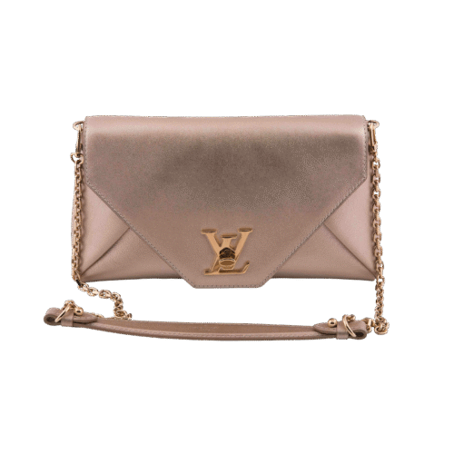 Gold Envelope Logo Clutch Shoulder Bag
