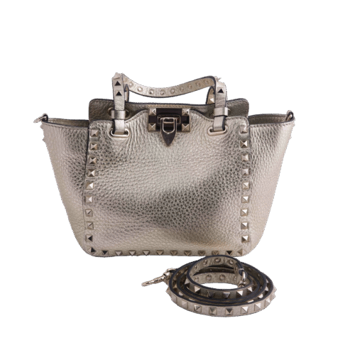 Gold Mini Rockstud Trapeze Tote Shoulder Cross-body Bag