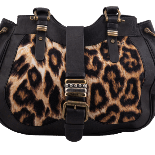 Black/White Leopard Print Tote Shoulder Bag
