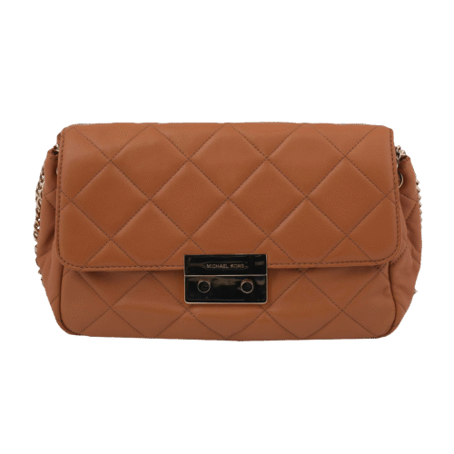 Camel Brown Quilted Flap Shoulder Bag��