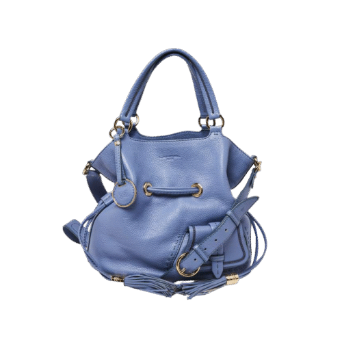 Lilac Premiere Leather Drawstring Shoulder Bag