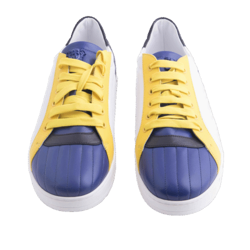 White X Yellow X Blue Tricolor Sneakers