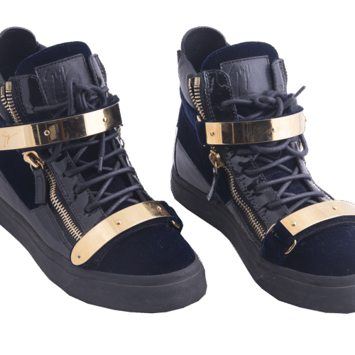Black Leather Coby High Top Sneakers Size