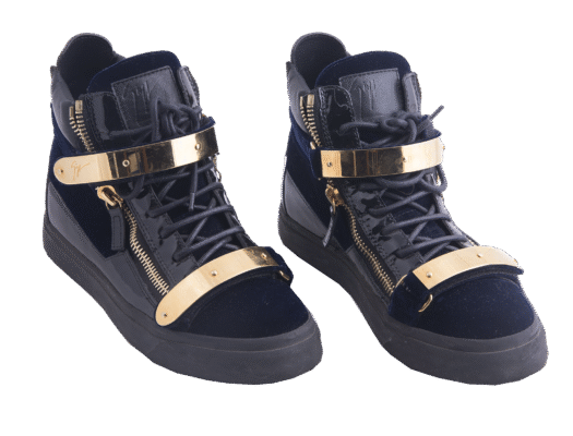 Black Leather Coby High Top Sneakers Size