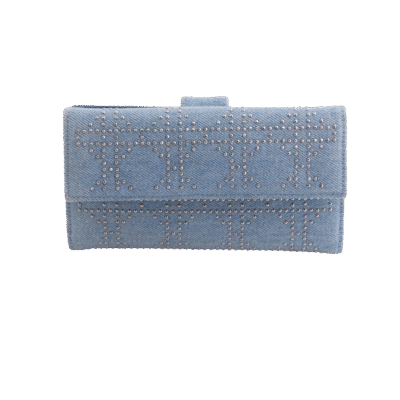 Blue Denim Cannage Studded Bi-fold wallet��