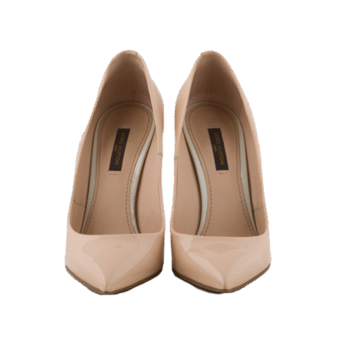 Beige Vernis Patent Leather High Heels Pointed Pump Shoes