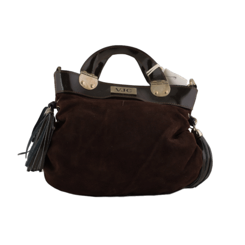 Brown Suede Top Handle Bag