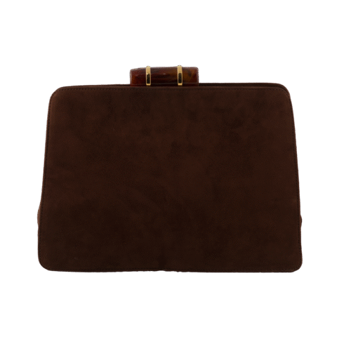 Brown Suede Clutch Top Clasp Bag