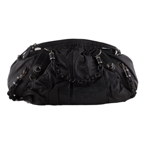 Black Leather Chain Shoulder Bag
