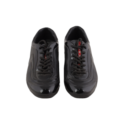 Black Sneakers with Patent Leather Detail