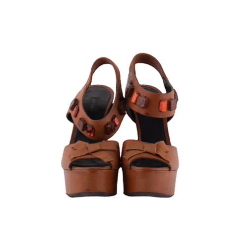 Brown X Orange High Heel Sandals