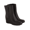 Black Leather Wedge Booties