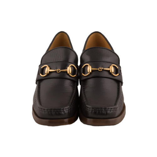 Black Horsebit Loafers Low Heels