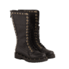 Black Gold Studs Flat Boots