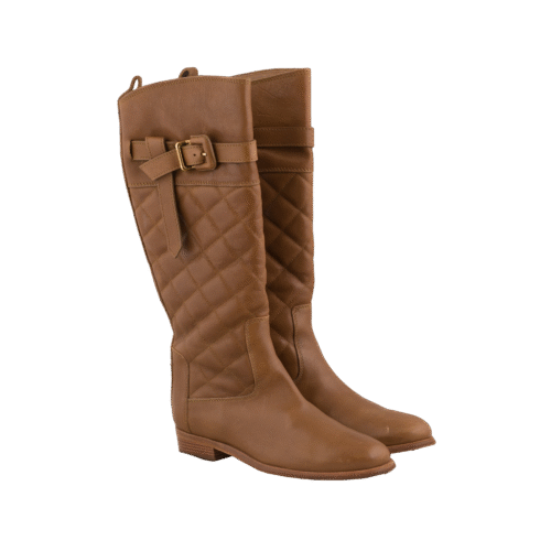 Camel Quilted Low heel booths