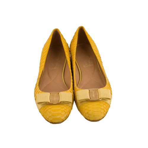 Yellow Mustard Bow detail ballerina Flats
