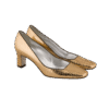Gold Python Embossed Pumps Low Heels Shoes