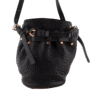 Black Pebbled Leather Matte Studded Diego Bucket Ba