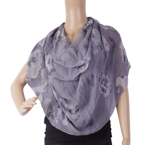 Grey Logo Pattern Silk Shawl Scarf