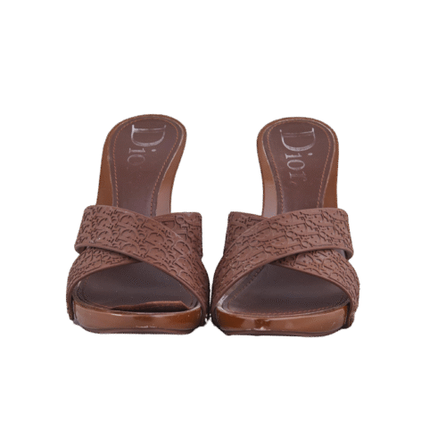 Brown Monogram High Heels Sandals