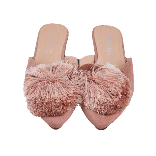 Pink Fringe Mule Flat shoes
