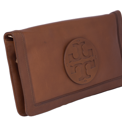 Camel Reva Leather Clutch