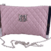 Pink Quilted Clutch Shoulder Chain Bag
