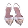 Silver Metallic T-Strap Studded Pumps