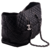 Black Patent Leather Quilted Shopping Tote
