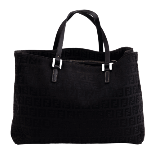 Black Shopper Tote Zucca Print Shoulder Bag