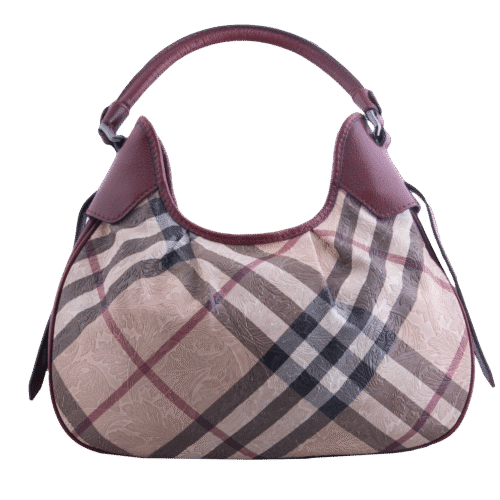 Beige Checkhouse Hobo Shoulder Bag