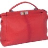 Coral Red Large Peakaboo Tote Top Handle Bag