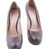 Grey Pumps With Detailed Heels