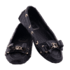 Black Ballerina Leather Flats With Logo Detail