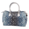 Blue/White Logo Print Boston Top Handle Bag