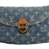 Blue Pleaty Denim Monogram Shoulder Bag