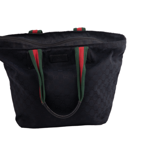 Black Monogram Canvas Shopping Tote