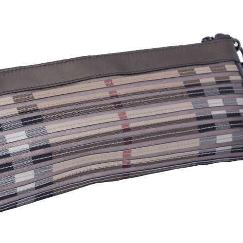 Silver/Beige Sliced Nova Check Top Handle Bag