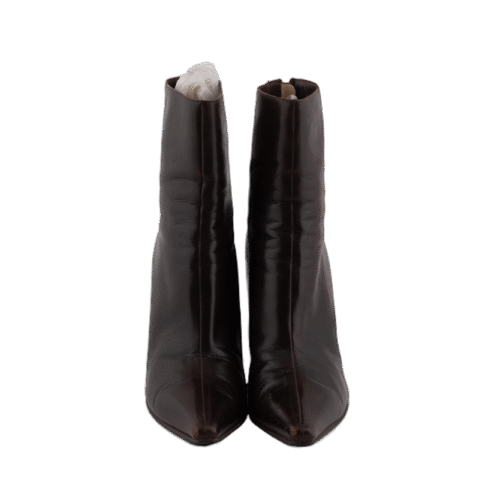 Black Leather Kitten Heels Boots