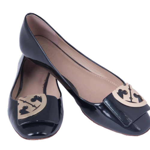 Black Logo Ballerina Flats