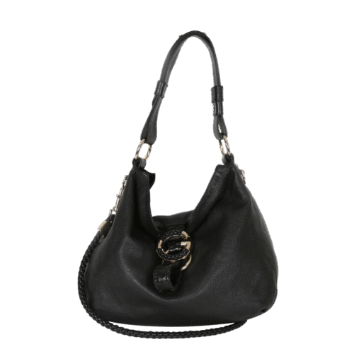 Black Wave Hobo Shoulder Bag