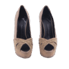 Beige Peep-Toe Platform Embellished High-Heels Shoes (Size 37)