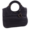 Black D-Charm Cut-Out Lambskin Cannage Shoulder Bag
