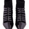 Black Ankle Booties Patent Leather & Suede Straps