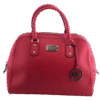 Red Saffiano Leather Bowler Bag