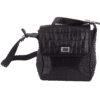 Black Leather Croc Embossed Crossbody Bag