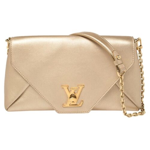 Gold Leather Love Note Clutch Shoulder Chain Bag
