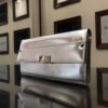 Silver Leather Clutch Bag
