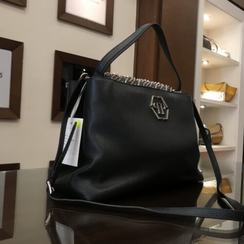 Black WAR STUDDED LEATHER BAG