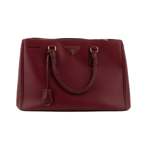 Burgundy Saffiano Leather Lux double Zip Shoulder Tote Bag